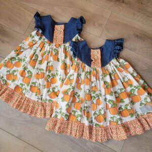 ELEANOR ROSE Pumpkin Dress with Pockets. Set of TWO: Size 4/5 and 5/6